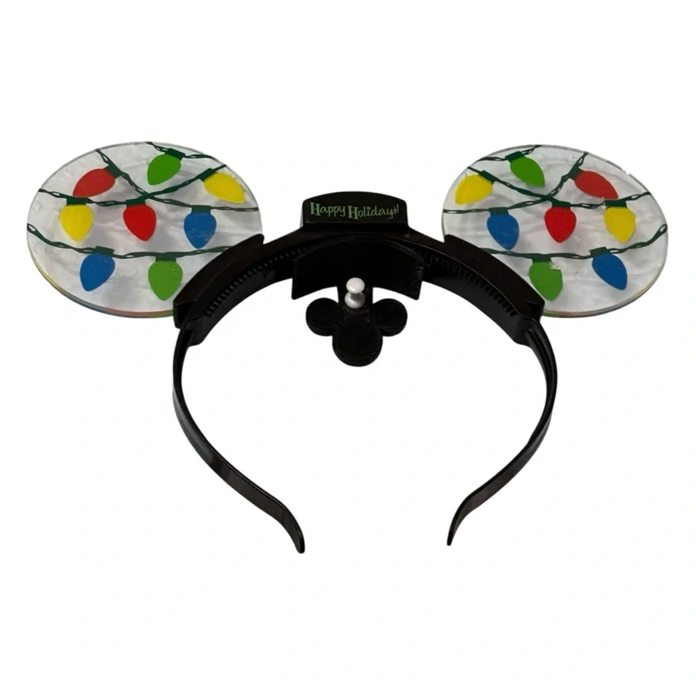 Disney Parks Mickey Mouse Happy Holidays Christmas Light ‎ Ear Headband READ